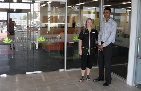 Clinic Manager Adrienne Carter with Neil Kumar at new Silverdale Medical Cente