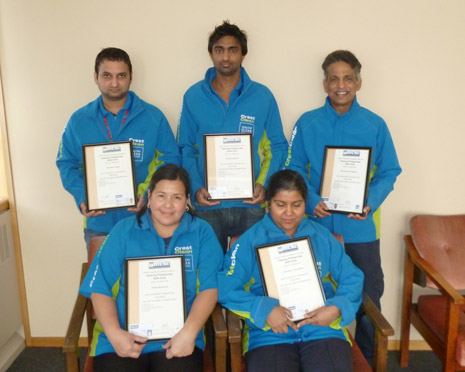Pictured above; CrestClean Franchisees Varender Singh, Rakesh Kumar, Siva Krishnan, Ofelia Barberan and Vasantra Velayudhan from Invercargill, New Zealand.