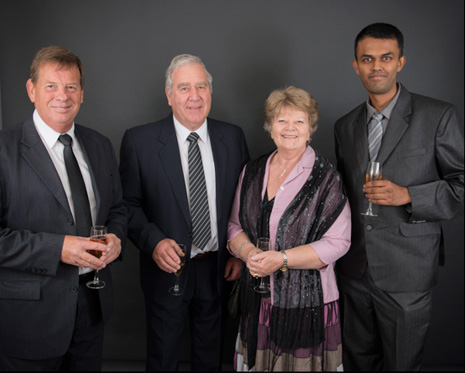 Chris Chapman (Crest National Training Manager), Steve Collin (Principal at Whangaparoa Primary), (Principal at Silverdale School), and Neil Kumar (Crest Regional Director North Harbour) helping raise funds for Allergy New Zealand. 1311-NTH-HRB-Allergy-Dinner_465