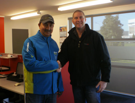Pictured above is CrestClean Franchisee Vijay Nand with TVH New Zealand Ltd Director Brendan Chillingworth