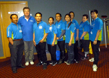 Master Cleaners Training Institute CEO, Adam Hodge (2nd from left) with the eight newest training participants in Invercargill