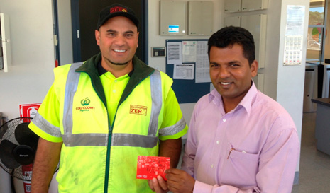 Regional Director for South and East Auckland Viky Narayan presenting a Westfield voucher to Countdown.