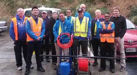 Instructor Leo Wang (West Auckland), second from left, with franchisees from Dunedin and Invercargill learning how to operate the Pure Water Cleaning system.