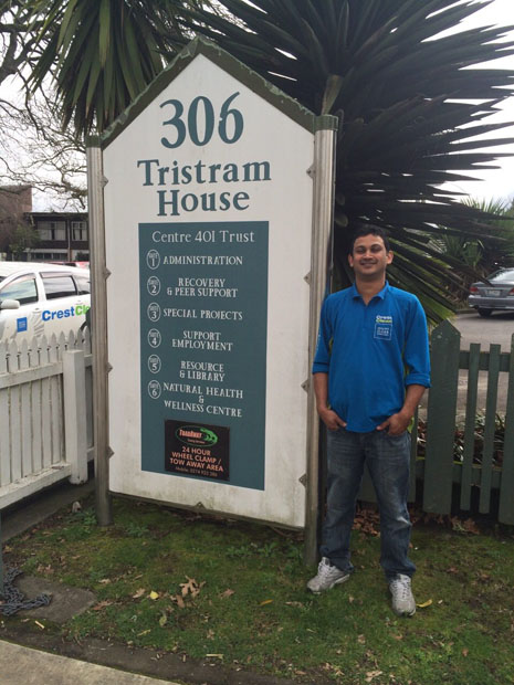 Franchisee Praneel Prasad at Centre 401 Trust, where staff are overjoyed with the exceptional cleaning service from Crest.