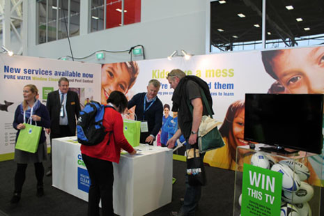 CrestClean’s spacious booth filled quickly with people interested in our products and services. 