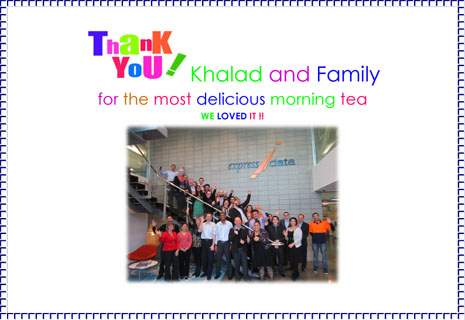 A thank you note for the CrestClean franchisees who provided morning tea. 