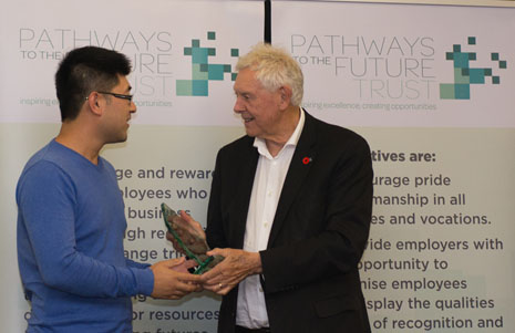 Leo Wang wins a Pathways to the Future Trust Award.