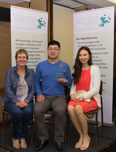 Regional Director Caroline Wedding with Leo Wang and his wife, Vivien Shan, at the awards ceremony held 31 October at the Quality Hotel in Henderson.