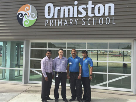The CrestClean team of Salen and Rakeshni Prasad will be keeping the brand new Ormiston Primary School clean for Principal Heath McNeil and his young students. 