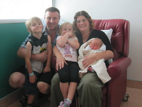 James and his wife, Marlen, and their children Luca and Elina, and their brand new brother, Stellan. 
