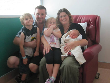 James and his wife, Marlen, and their children Luca and Elina, and their brand new brother, Stellan.