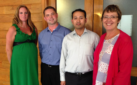 The team that brought Prasnn Acharya to CrestClean Taranaki. From left, Hawkes Bay Regional Manager Abby Latu, National Sales Manager Chris Barker, Regional Manager of Taranaki Prasun Acharya, and Caroline Wedding, Regional Manager of North Shore and West Auckand.