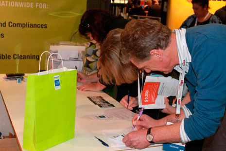 Attendees enjoyed guessing how many LeslieRugby balls were inside a clear plinth as part of a competition to win the balls and a new Panasonic 32” TV.