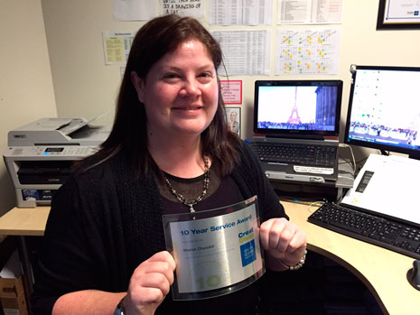 Financial Controller Sharon Churchill recently celebrated 10 years with CrestClean.