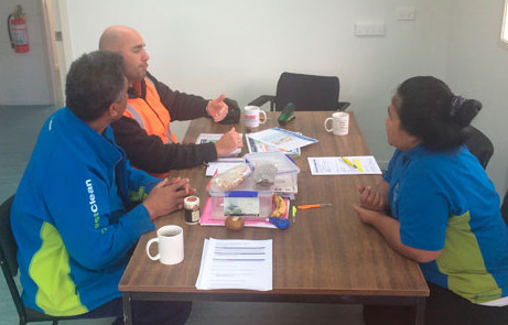 North Harbour franchisees Francis and Teneaki Nawaia completed an annual Health and Safety induction at Watercare Warkworth, which was run by representative Jarrod Constantine.