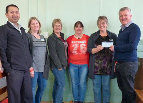 CrestClean Taranaki Regional Manager Prasun Acharya and Managing Director Grant McLauchlan presented a $500 cheque to Waitara Central Kindergarten staff.