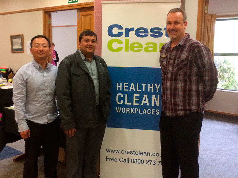 Waikato/BOP Quality Assurance Co-ordinator Jason Cheng and Hamilton Regional Manager Nivitesh Kumar attended the Waikato Principals Conference. Jason and Nivitesh are pictured with Te Kowhai School principal and sponsorship manager Tony Grey.