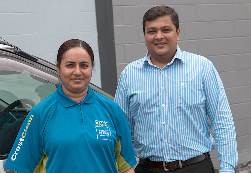 Hamilton franchisee Sandeep Singh has the only female run franchise in the Waikato. She is pictured with Regional Manager Nivitesh Kumar.
