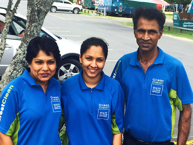 Team Sharma, from left, Yashmin, Shewta and Jiten, are enjoying growing their CrestClean franchise.