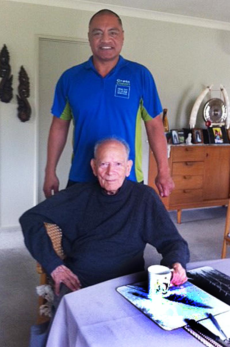 Fiva Latu with 100-year-old Douglas Blake.