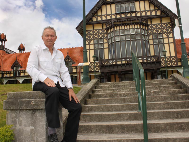 Bill Douglas in front of Rotorua’s landmark museum. 