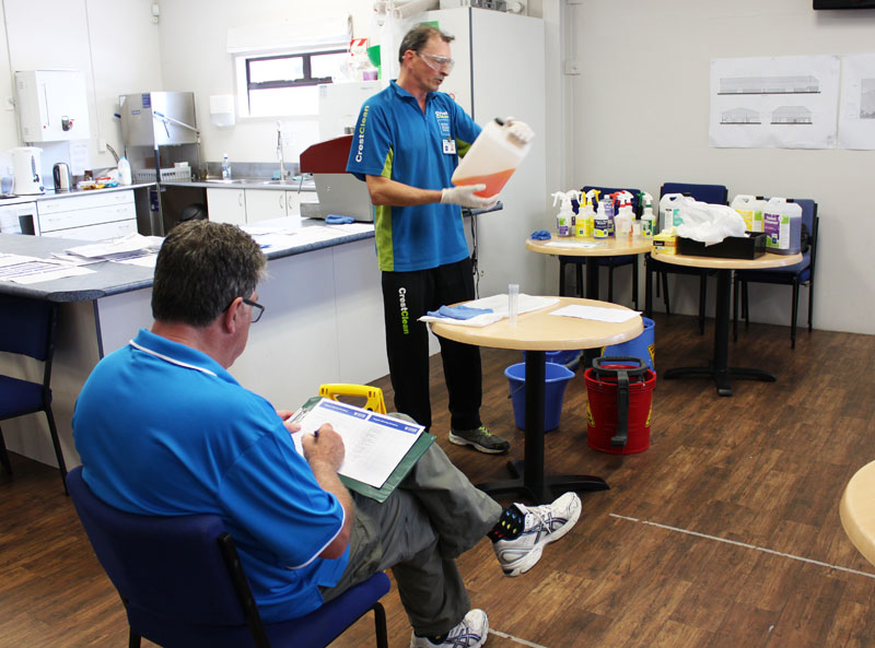 Franchisee Malcolm Brown is scrutinised by Adam Hodge during the assessments in Tauranga.