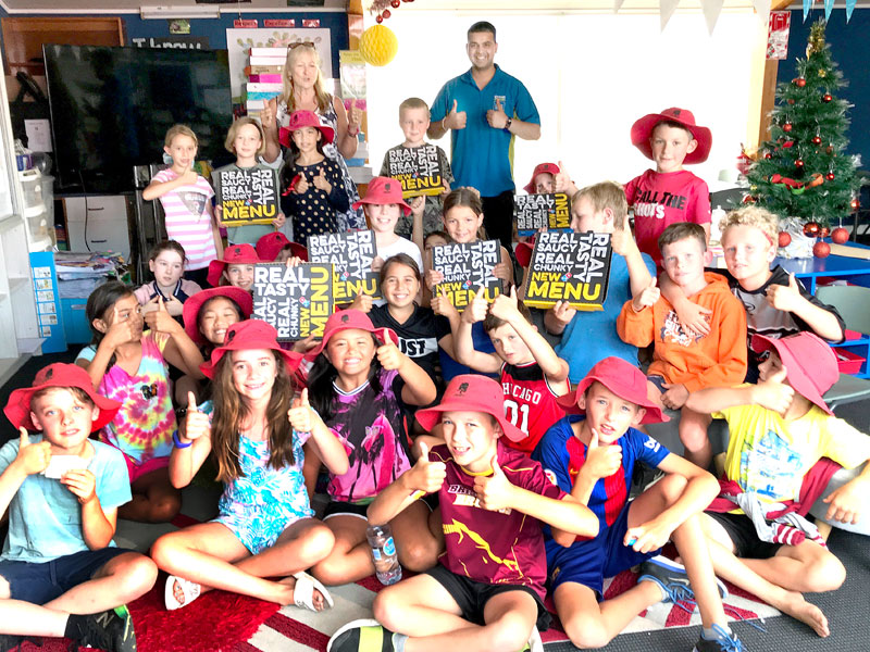 CrestClean’s Amandeep Singh and teacher Lee Rattray at Newstead School with pupils who won the Cleanest Classroom Award.