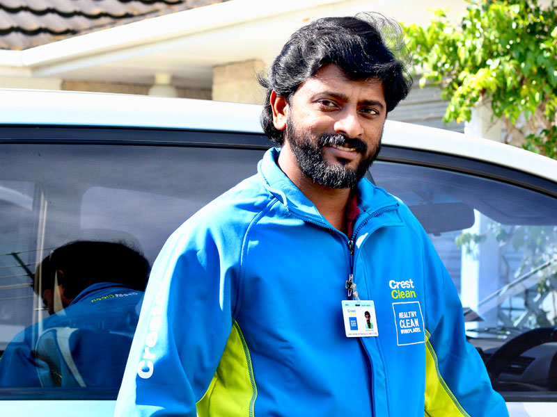 Jijoy Johny says he loves running his own cleaning business.