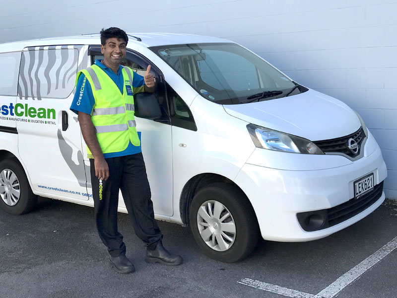 Simis James with his Nissan NV200 van. 