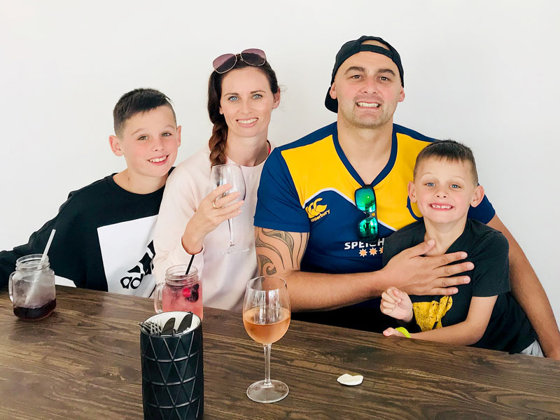 Nicky and Tony Kramers with their children Isaac, 11, Nicholas, 8, pictured during their family holiday to Mount Maunganui after winning the Master Franchisee of the Year Award. 