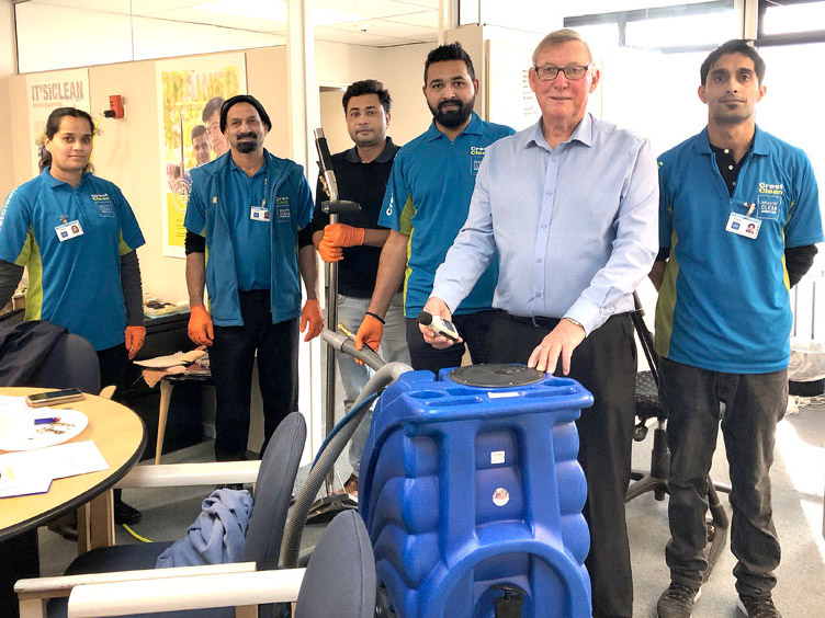 Charlie Lodge with participants on the carpet care course held in Christchurch. 