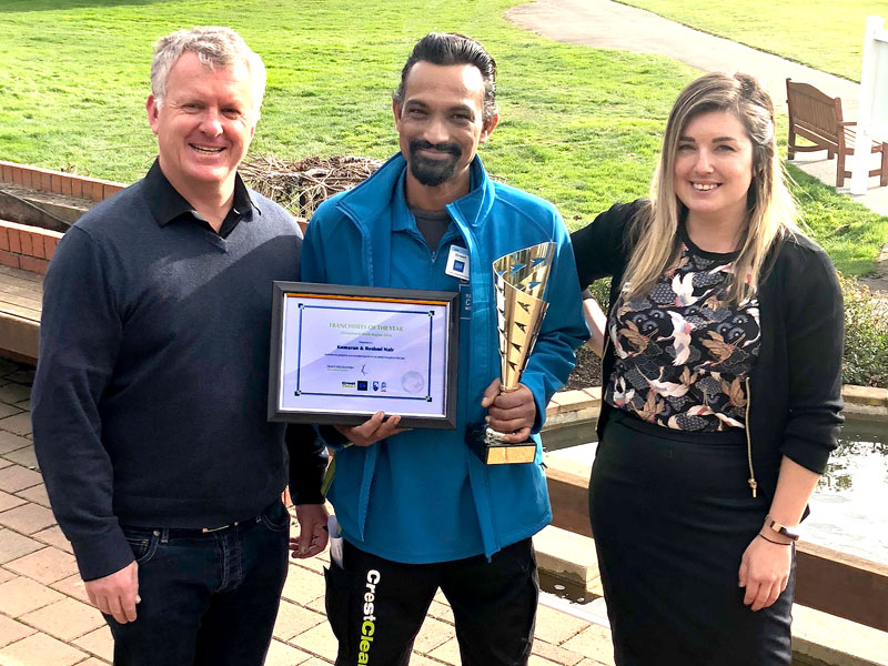 Kumaran Nair receives the Christchurch South Franchisee of the Year Award. With him are Gina Holland and Grant McLauchlan, Crest’s Managing Director. 